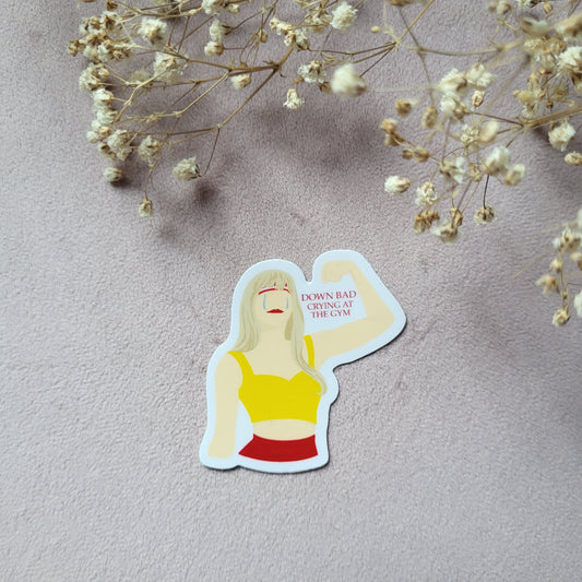 Down Bad Crying At The Gym Sticker